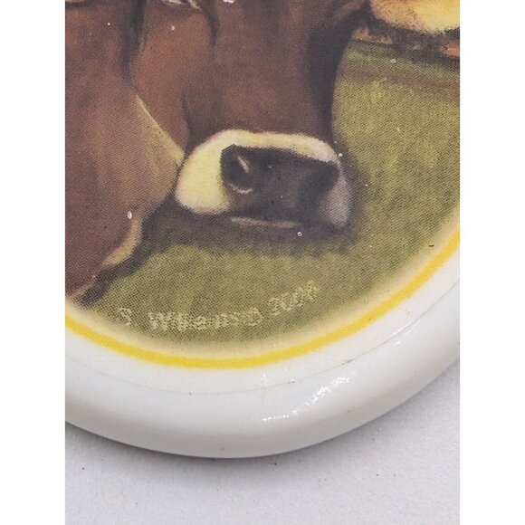 Shelburne Farms Cheddar Ceramic Ornament, Shelburn VT Cow By S Williams '06 - Picture 5 of 7